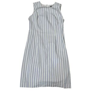 Brooks Brothers‎ Seersucker Striped Sheath Dress Womens Size 8 Blue White Tan